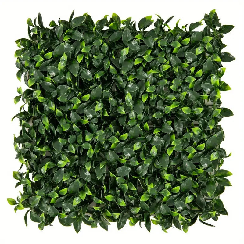Artificial Hedge Plant Wall Panel – 50.5 x 50.5 cm UV-Protected Simulated Lawn with Pole Leaves | Faux Greenery for Wall Mounting &amp; Outdoor Décor