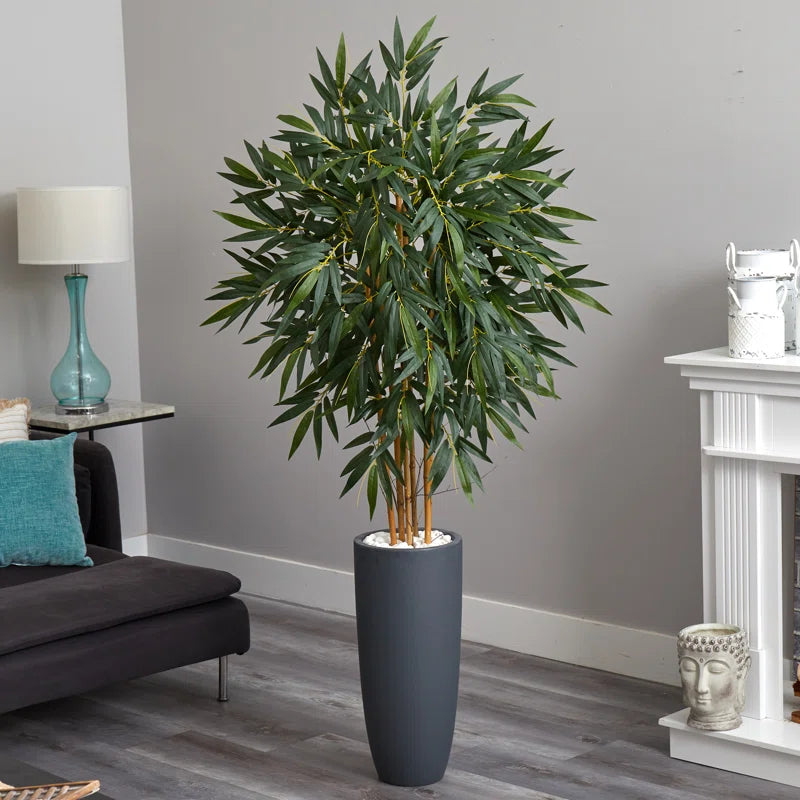 Realistic Faux Bamboo Tree with lush green leaves 