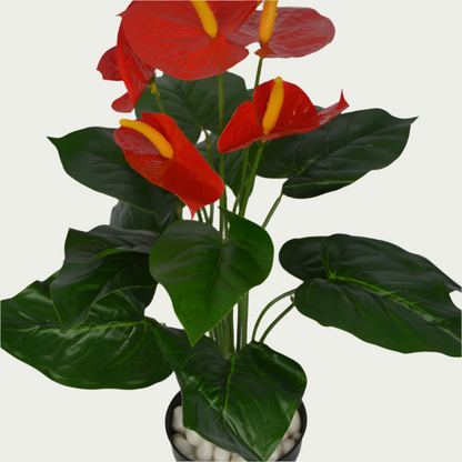 Close-up image of 2 Ft Anthurium Medium Bush Low-Maintenance Indoor Greenery – Elegant Faux Greenery for Any Setting – Shop Luxiplant – perfect for home decoration.