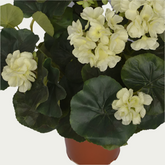 Zoomed-in look at the 1 Ft White Geranium Bush Stylish Faux Patio Centerpiece – Realistic Touch for Modern Interiors – Shop Luxiplant, showcasing detailed craftsmanship.