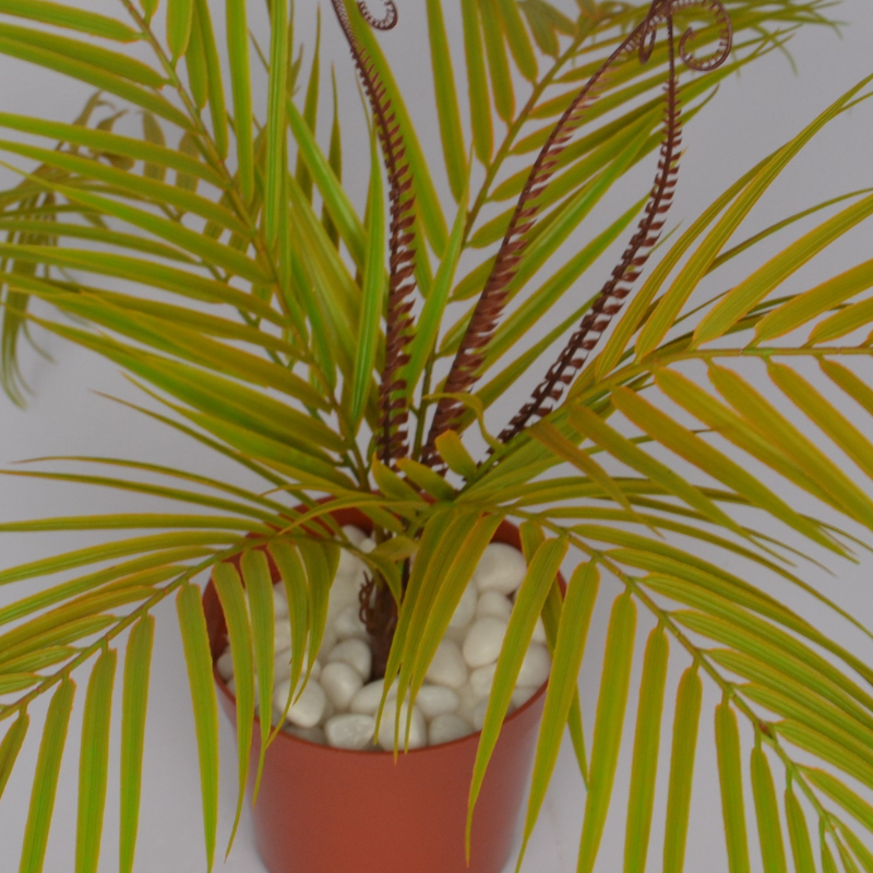 Zoomed-in look at the 1 Ft Palm Fern Bush Evergreen Artificial Botanical – Maintenance-Free Natural Look Accent – Shop Luxiplant, showcasing detailed craftsmanship.
