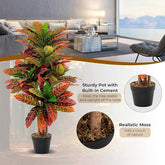 3 Ft Artificial Croton Palm Tree – Vibrant Fake Plant with Variegated Leaves for Home & Office – ideal for indoor botanical themes