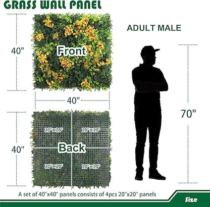 Artificial Grass Wall Panels – 100x100cm Faux Boxwood Greenery Backdrop | Decorative Hedge Panels for Outdoor Privacy Fence, Garden &amp; Wedding Decor