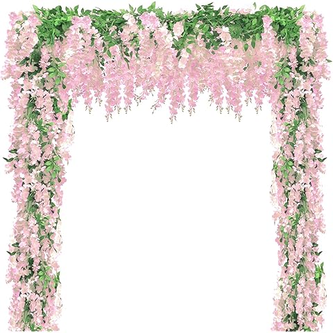 3 Ft Sggvecsy 6 Pcs Artificial Wisteria Garland – Faux Hanging Silk Flower Vines for Home, Garden &amp; Outdoor