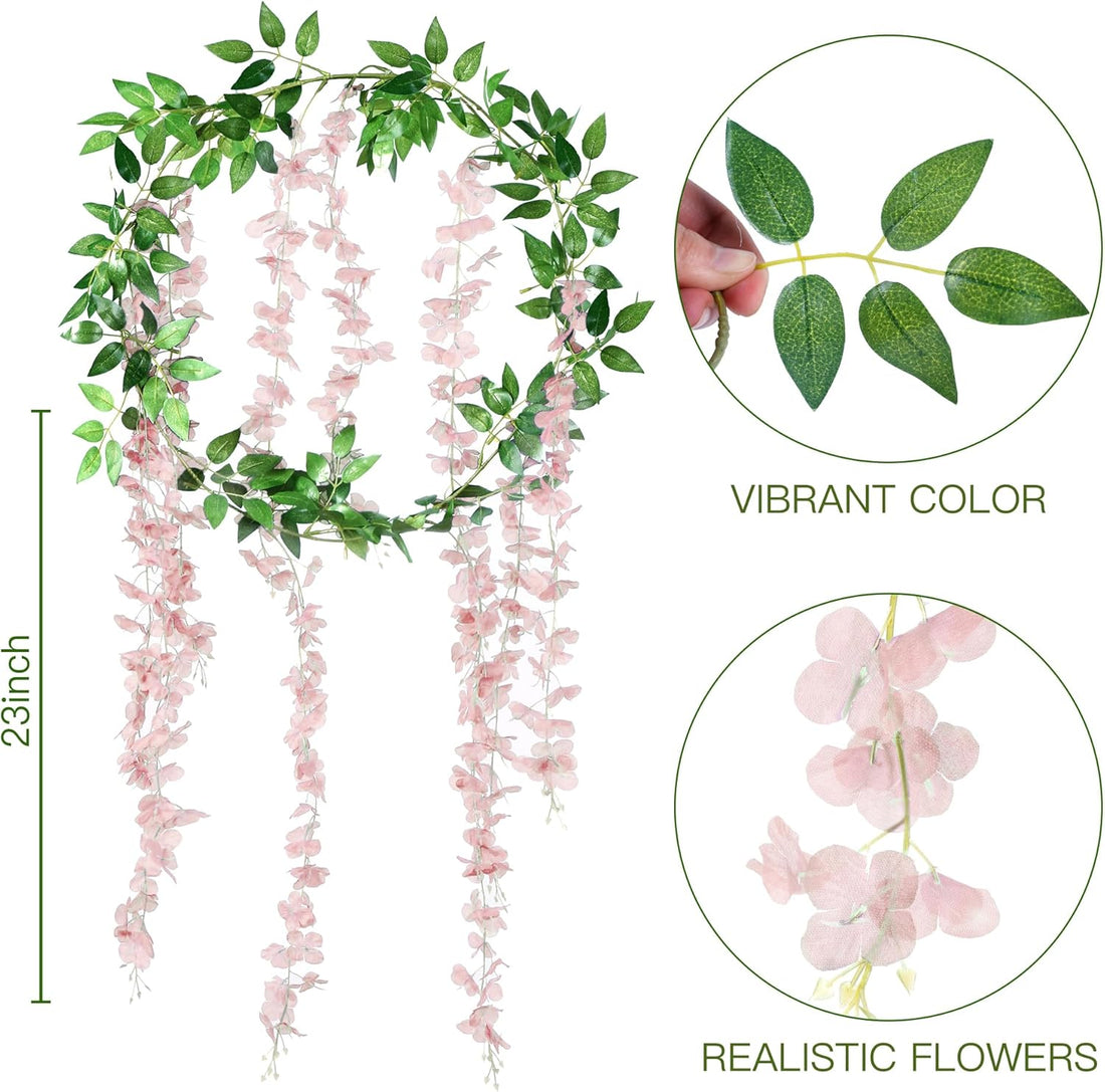 3 Ft Sggvecsy 6 Pcs Artificial Wisteria Garland – Faux Hanging Silk Flower Vines for Home, Garden &amp; Outdoor