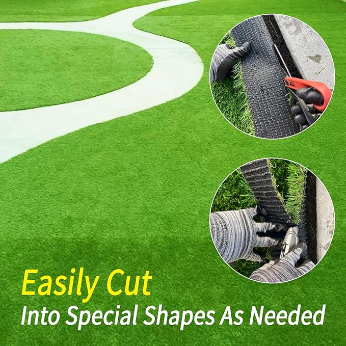 Green artificial grass with text &