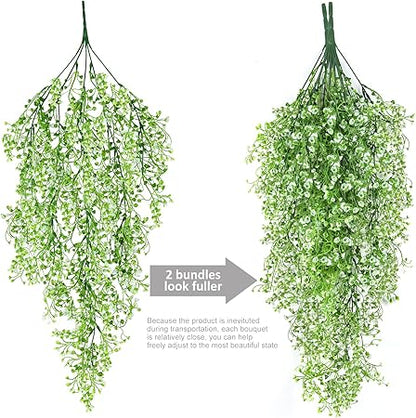 RECUTMS 4 Pcs Faux Hanging Flower Vines – White Artificial Plants for Indoor &amp; Outdoor Garden