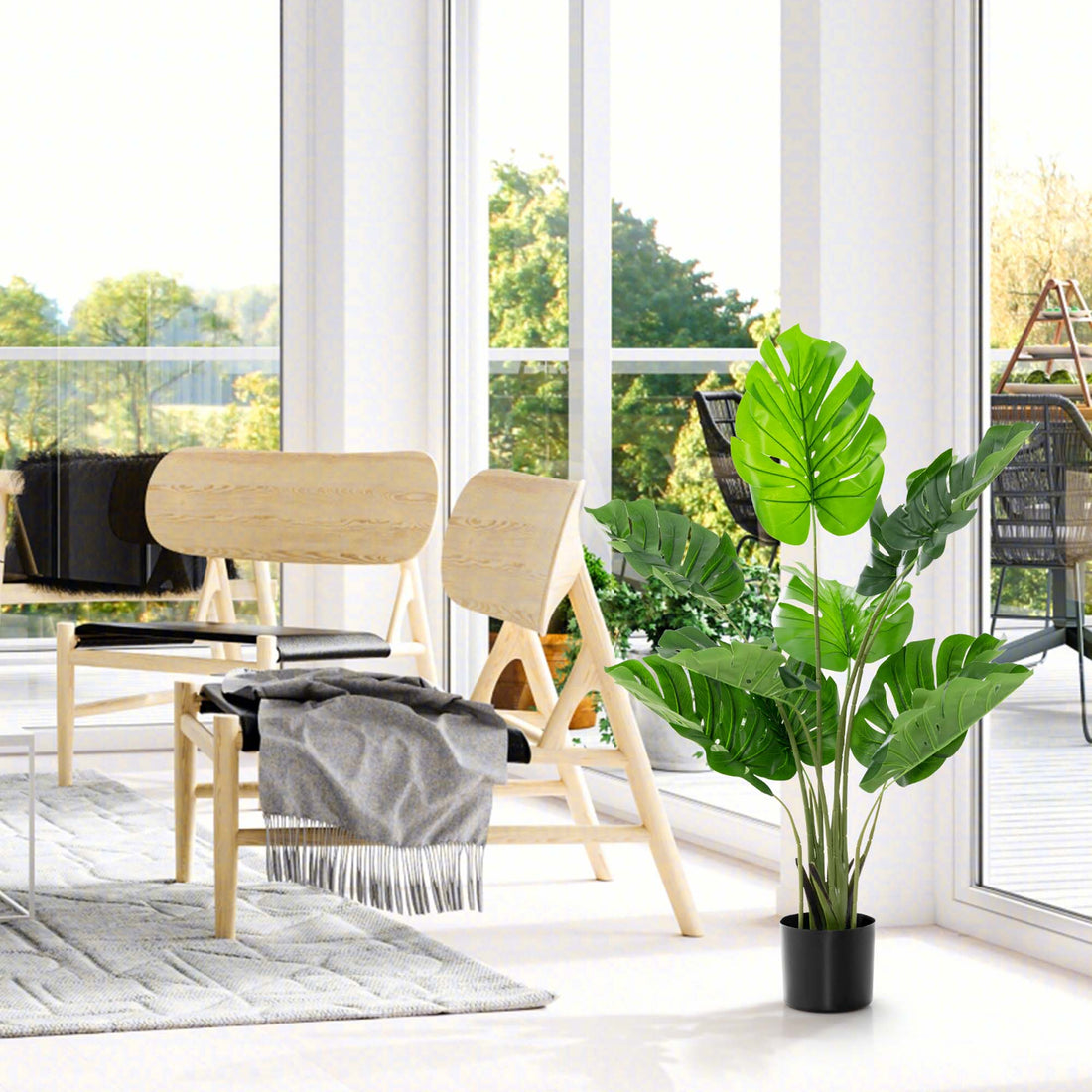 Lifelike Artificial Monstera Deliciosa Plant with soft-touch leaves