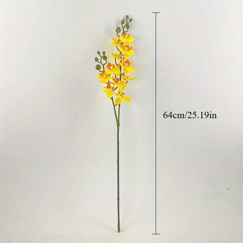 Yellow Artificial Butterfly Orchids – Lifelike Faux Floral Stems for Home, Office &amp; Event Decor