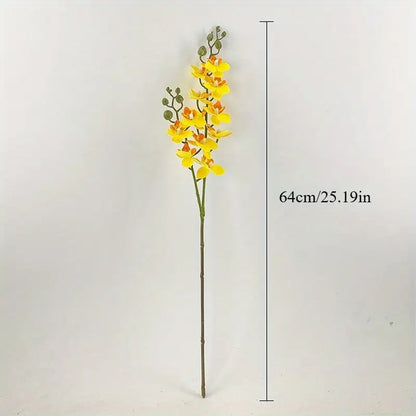 Yellow Artificial Butterfly Orchids – Lifelike Faux Floral Stems for Home, Office &amp; Event Decor