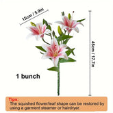 Artificial flower bouquet with measurements and tips on restoration.