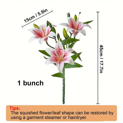 Artificial flower bouquet with measurements and tips on restoration.
