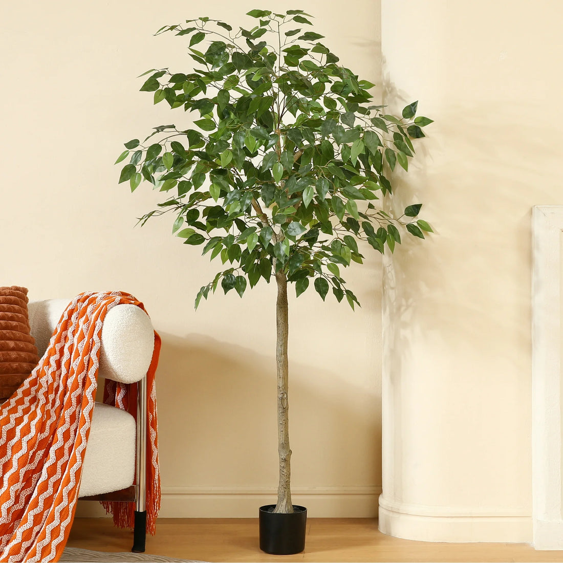 5ft Artificial Ficus Silk Tree with realistic green leaves