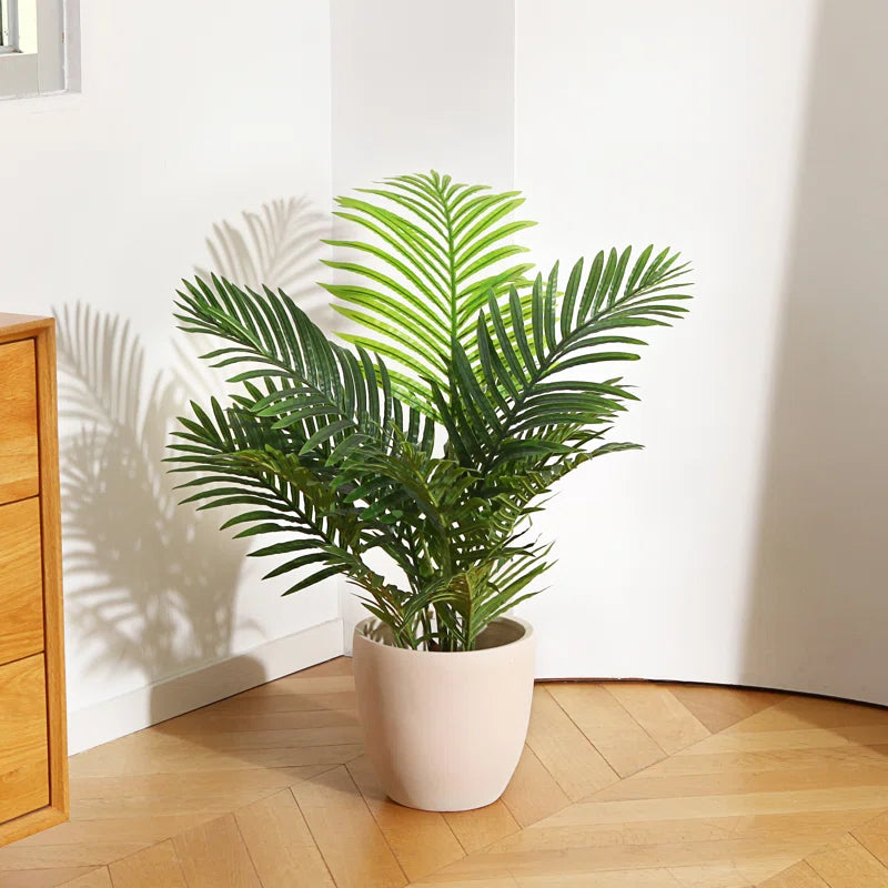 Realistic 3ft artificial palm plant with lush green fabric leaves