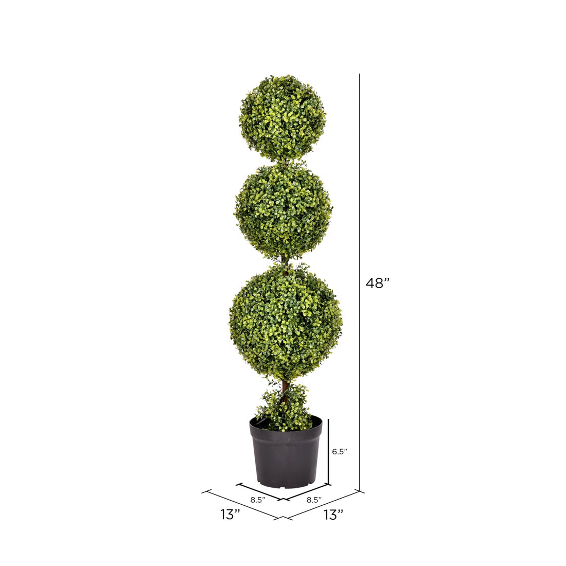4 Ft. Ametria Artificial Boxwood Topiary – Triple Ball Faux Green Plant for Indoor &amp; Outdoor Decorative Display