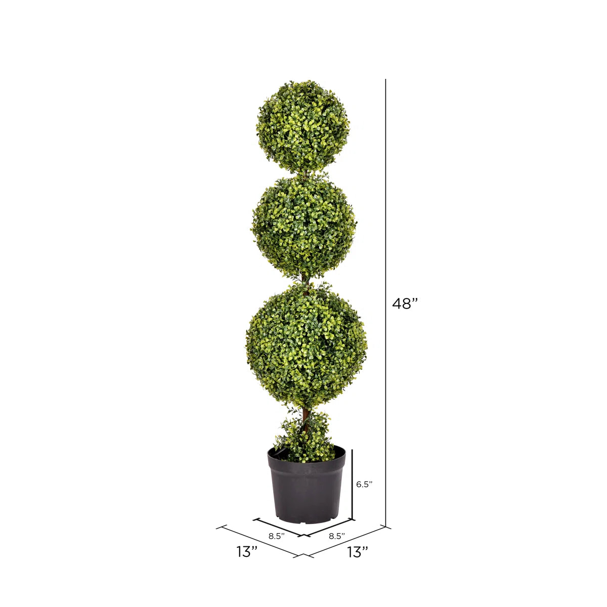 4 Ft. Ametria Artificial Boxwood Topiary – Triple Ball Faux Green Plant for Indoor &amp; Outdoor Decorative Display