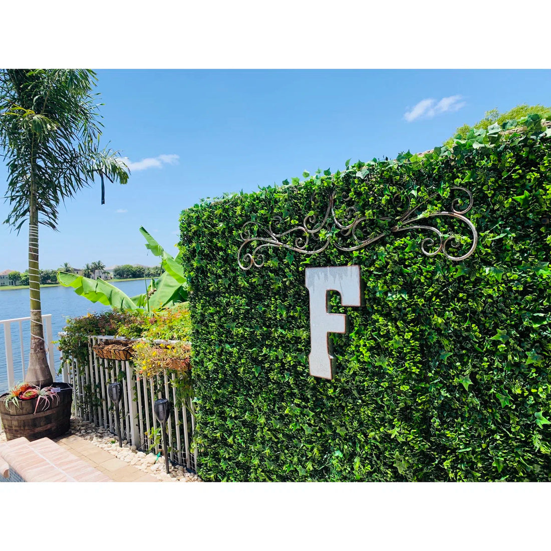 Artificial Boston Fern &amp; Yucca Grass Greenery Wall Panel – Hedge Mat Backdrop &amp; Privacy Screen for Indoor/Outdoor Decor