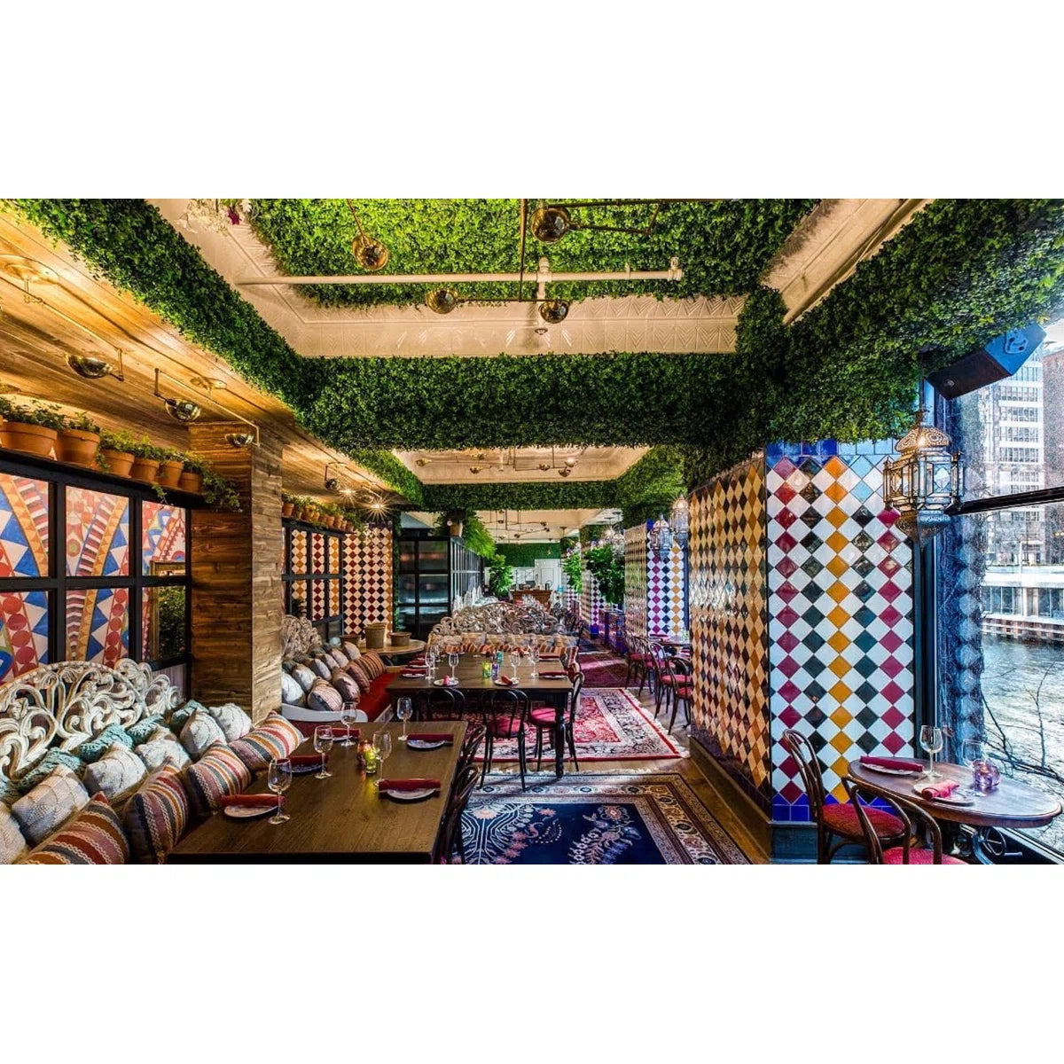 Artificial Boston Fern &amp; Yucca Grass Greenery Wall Panel – Hedge Mat Backdrop &amp; Privacy Screen for Indoor/Outdoor Decor