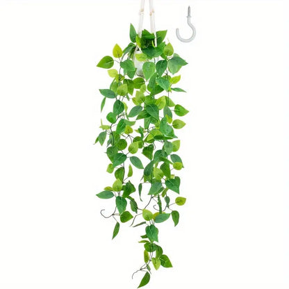 3 Ft Artificial Hanging Pothos Plant Kit – Faux Trailing Vine with Pot &amp; Hanger for Indoor Wall, Ceiling, Bathroom &amp; Living Room