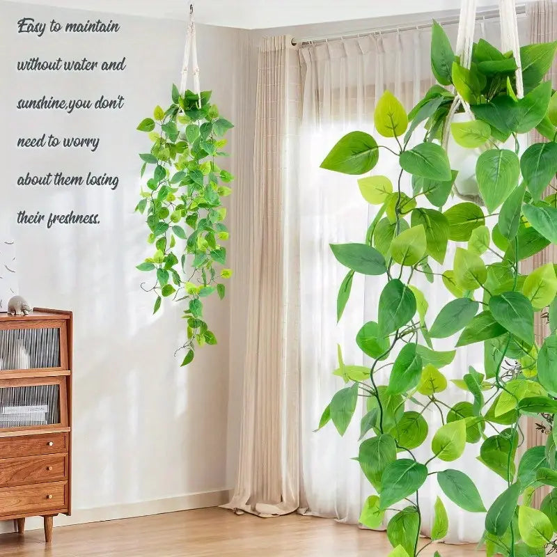 3 Ft Artificial Hanging Pothos Plant Kit – Faux Trailing Vine with Pot &amp; Hanger for Indoor Wall, Ceiling, Bathroom &amp; Living Room