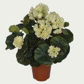 Scene featuring the 1 Ft White Geranium Bush Stylish Faux Patio Centerpiece – Realistic Touch for Modern Interiors – Shop Luxiplant, styled with complementary decor items.