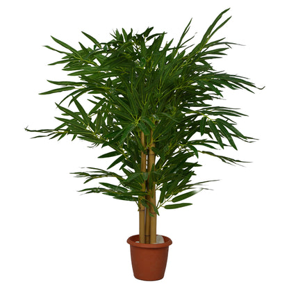 3 Ft Artificial Bamboo Plant – Compact Faux Greenery with Realistic Leaves for Indoor Home, Office &amp; Shelf Décor