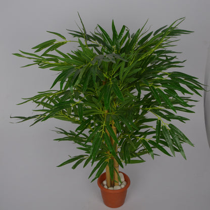3 Ft Artificial Bamboo Plant – Compact Faux Greenery with Realistic Leaves for Indoor Home, Office &amp; Shelf Décor