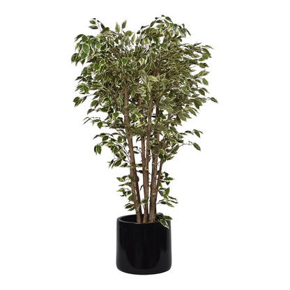 5 Ft Artificial Ficus Plant – Tall Lifelike Faux Tree with Dense Green Leaves for Indoor Home, Office &amp; Corner Décor