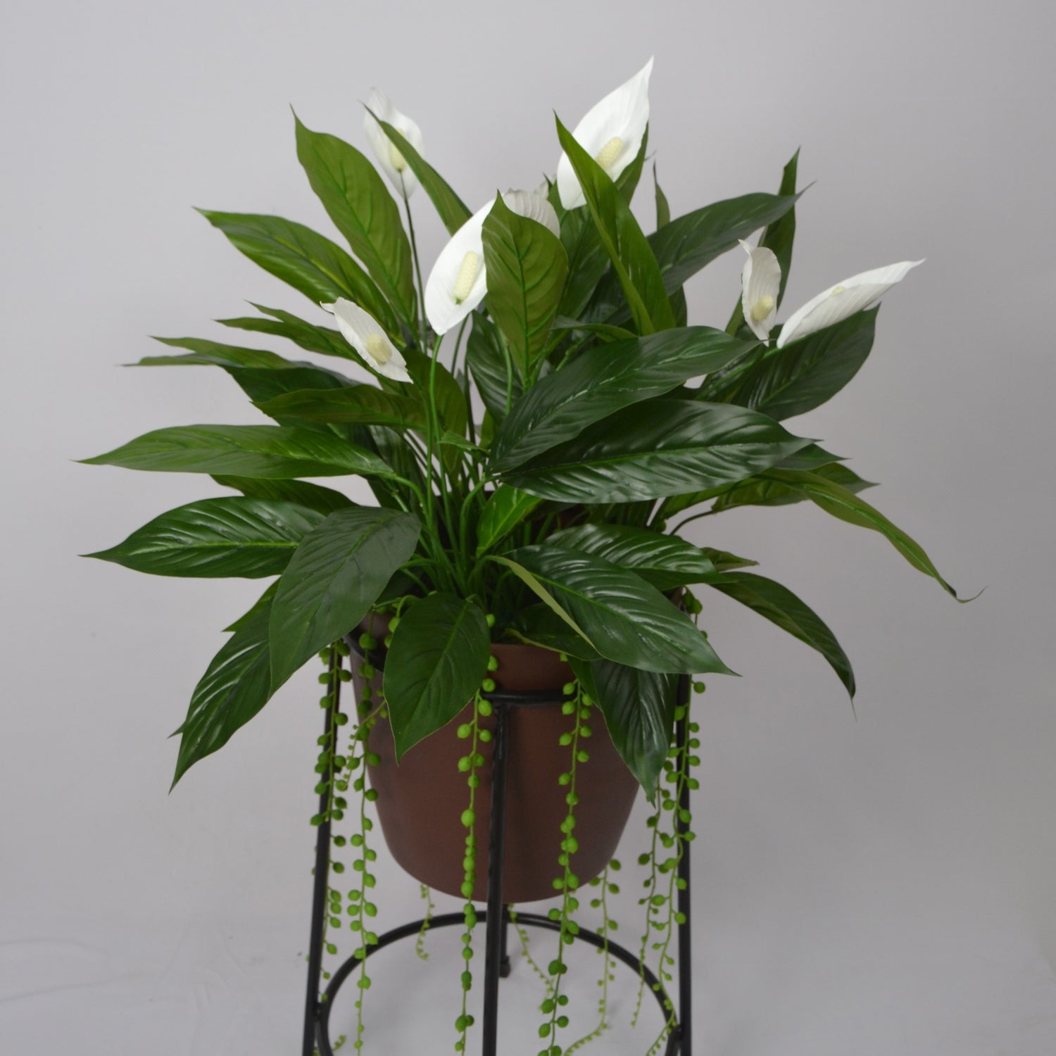 3 Ft Artificial Spathiphyllum Plant Arrangement – Realistic Peace Lily with White Blooms &amp; Green Foliage (Pot Not Included) for Home &amp; Office Décor