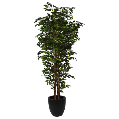 6 Ft Artificial Ficus Plant – Extra Tall Faux Indoor Tree with Realistic Green Leaves &amp; Natural Trunk for Home, Office &amp; Corner Décor