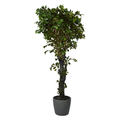 6 Ft Artificial Ficus Plant – Tall Realistic Faux Tree with Lush Green Leaves for Indoor Home, Office &amp; Corner Décor