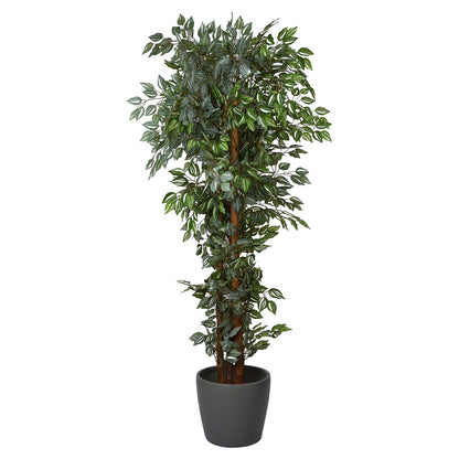 5 Ft Artificial Ficus Plant – Realistic Faux Indoor Tree with Natural Green Leaves for Home, Office &amp; Living Room Décor
