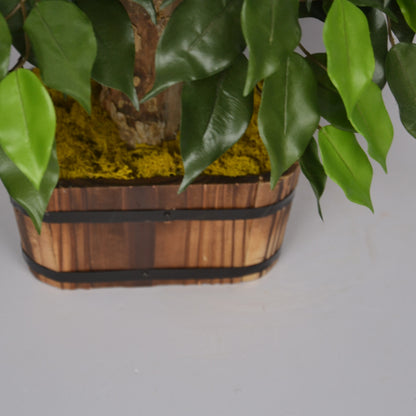 2 Ft Artificial Ficus Bonsai – Mini Faux Tree with Realistic Green Leaves &amp; Decorative Pot for Home, Office &amp; Zen Décor