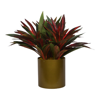 2 Ft Artificial Dracaena Plant – Compact Faux Greenery with Red-Edged Leaves in Decorative Golden Pot for Home &amp; Office Décor