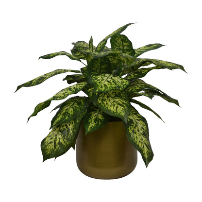 1 Ft Artificial Dracaena Plant – Realistic Greenery with Red-Edged Leaves in Decorative Metal Pot for Home &amp; Office Décor