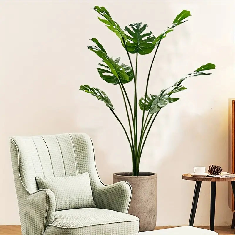 Tropical Faux Monstera Plant with Soft-Touch Fabric Leaves
