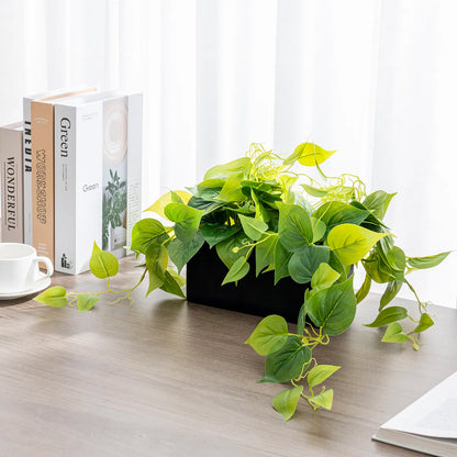 2.5 Ft Faux Vine Greenery Plant with Black Pot – Lifelike Trailing Leaves for Shelf, Mantel &amp; Wall