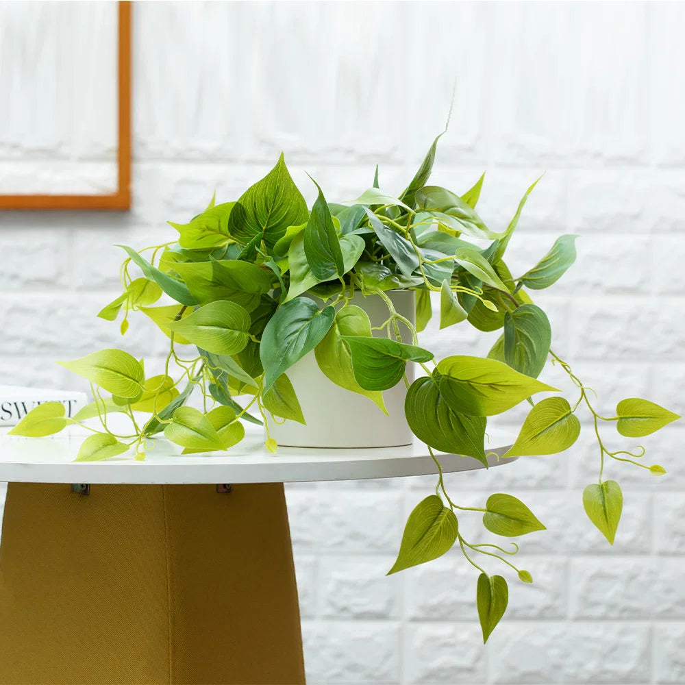 2 Ft Faux Foliage Plant in Pot – Lush Artificial Leaf Vine for Shelf, Desk &amp; Room