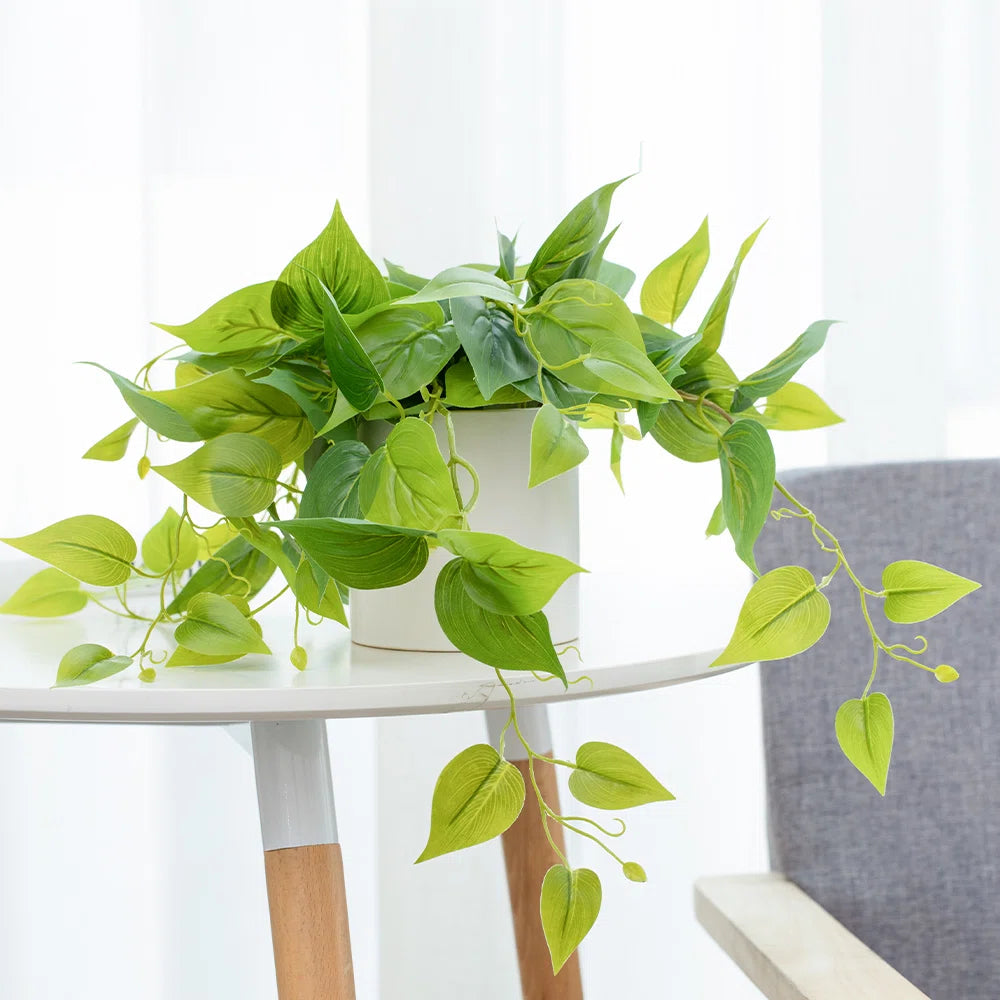 2 Ft Faux Foliage Plant in Pot – Lush Artificial Leaf Vine for Shelf, Desk &amp; Room