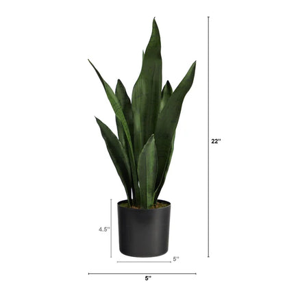 2ft faux snake plant with vibrant green hues and lifelike texture, ideal for contemporary interior styling