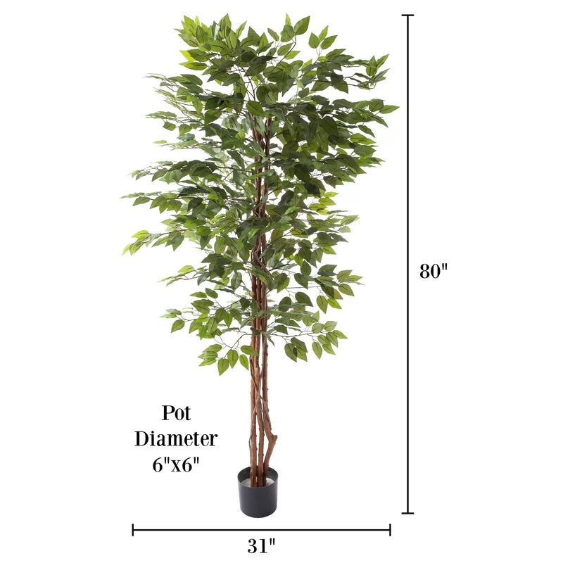 Close-up of Artificial Ficus Tree showcasing high-quality fabric leaves