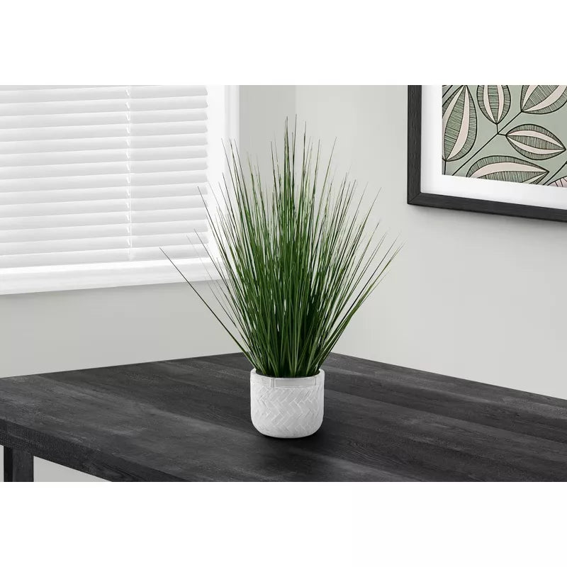 1 Ft Monarch Specialties Artificial Plant 21 inch Tall Grass Indoor Faux Fake Table Greenery Potted Real Touch Decorative Green Grass White Pot – perfect for modern home decor