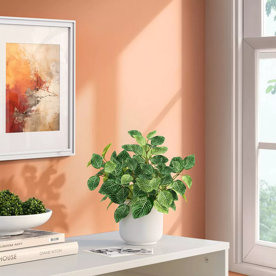 Mosaic Artificial Leaf Plant in White Pot – Modern Faux Greenery Décor by Room Essentials