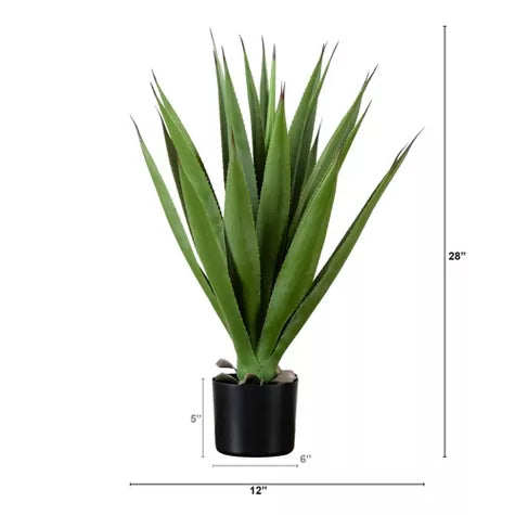 2 Ft Nearly Natural 28-in Artificial Agave Plant – faux greenery with vibrant texture