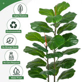 3 Ft Whizmax Artificial Fiddle Leaf Fig Tree 39" Large Fake Plant in Pot Fig Artificial Tree for Indoor Outdoor House Home Office Plastic black basin – faux greenery with vibrant texture