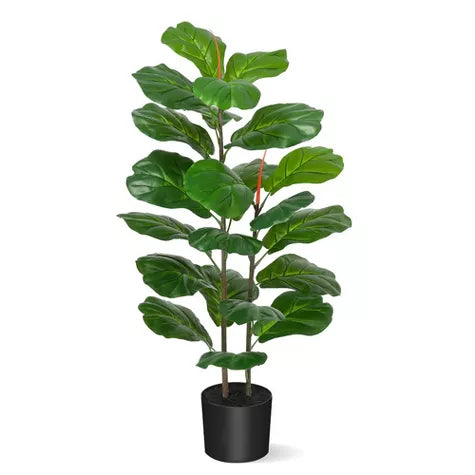 3 Ft Whizmax Artificial Fiddle Leaf Fig Tree 39&quot; Large Fake Plant in Pot Fig Artificial Tree for Indoor Outdoor House Home Office Plastic black basin – ideal for indoor botanical themes