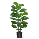 3 Ft Whizmax Artificial Fiddle Leaf Fig Tree 39" Large Fake Plant in Pot Fig Artificial Tree for Indoor Outdoor House Home Office Plastic black basin – ideal for indoor botanical themes