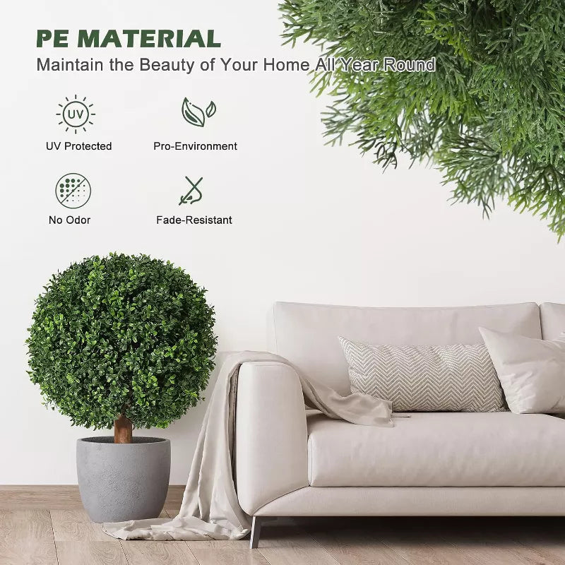 2 Ft Whizmax 24 Inch Artificial Topiary Boxwood Ball Trees,Faux Plant with Black Pot for Indoor Walkway, Entryway Decor,2 Pcs – decorative plant with zero maintenance