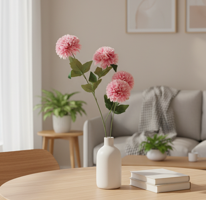 Artificial Dahlia Flower Stick – 5 Bloom Stem in 4 Vibrant Colors