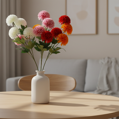 Artificial Dahlia Flower Stick – 5 Bloom Stem in 4 Vibrant Colors